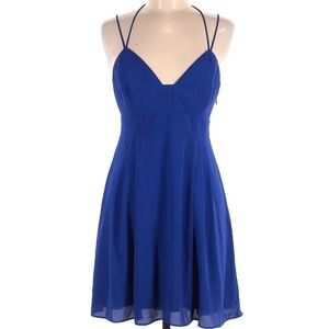 Express  Cocktail Mini Dress Halter Blue Spaghetti Strap Dress